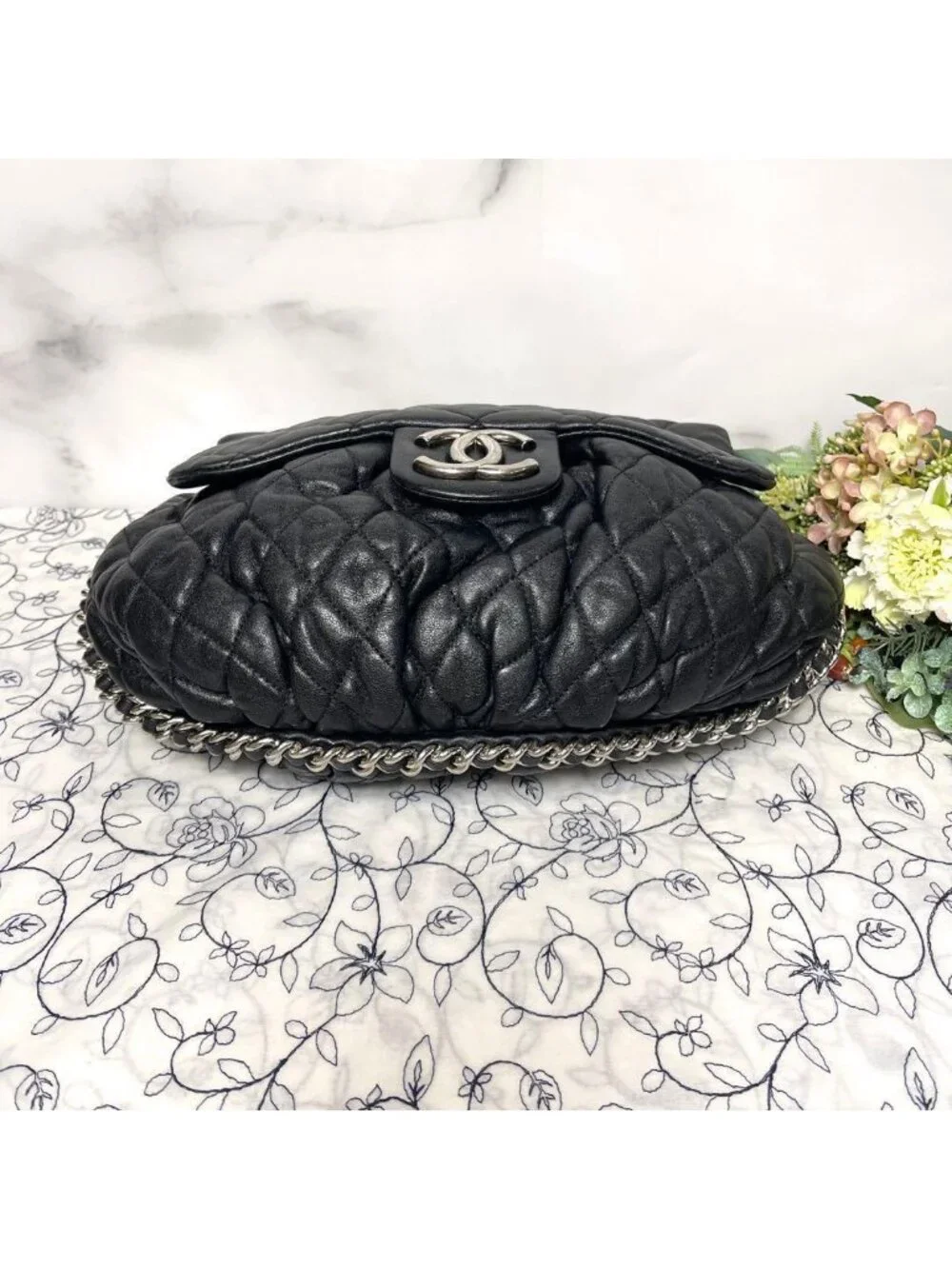 Chanel Chain Around Double Flap Bag Quilted Black